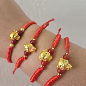 Red and Gold Chinese Zodiac Lucky Charm Bracelet
